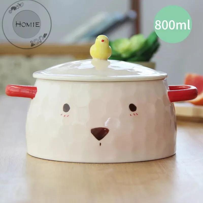 HOMI креативный медведь керамическая чаша с крышкой салат Ramen суп рисовая посуда, чаши детский пищевой контейнер лапша быстрого приготовления для кухни