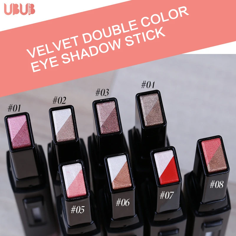 UBUB Eyes Makeup, двойной цвет, бархат, мерцающие тени для век, палочка, цвет земли, тени для век, кремовая ручка, брендовая палитра для макияжа, косметика