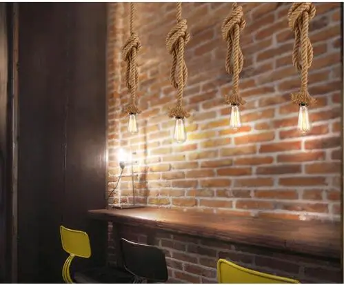 Винтажная веревочная Подвесная лампа в стиле ретро креативный индивидуальный