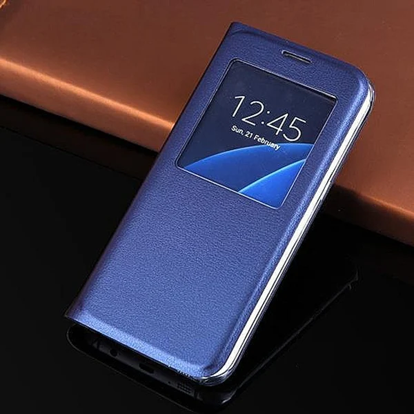 Чехол-книжка S7edge для Samsung S7 edge чехол с окошком Galaxy S8 Plus кожаные чехлы телефонов
