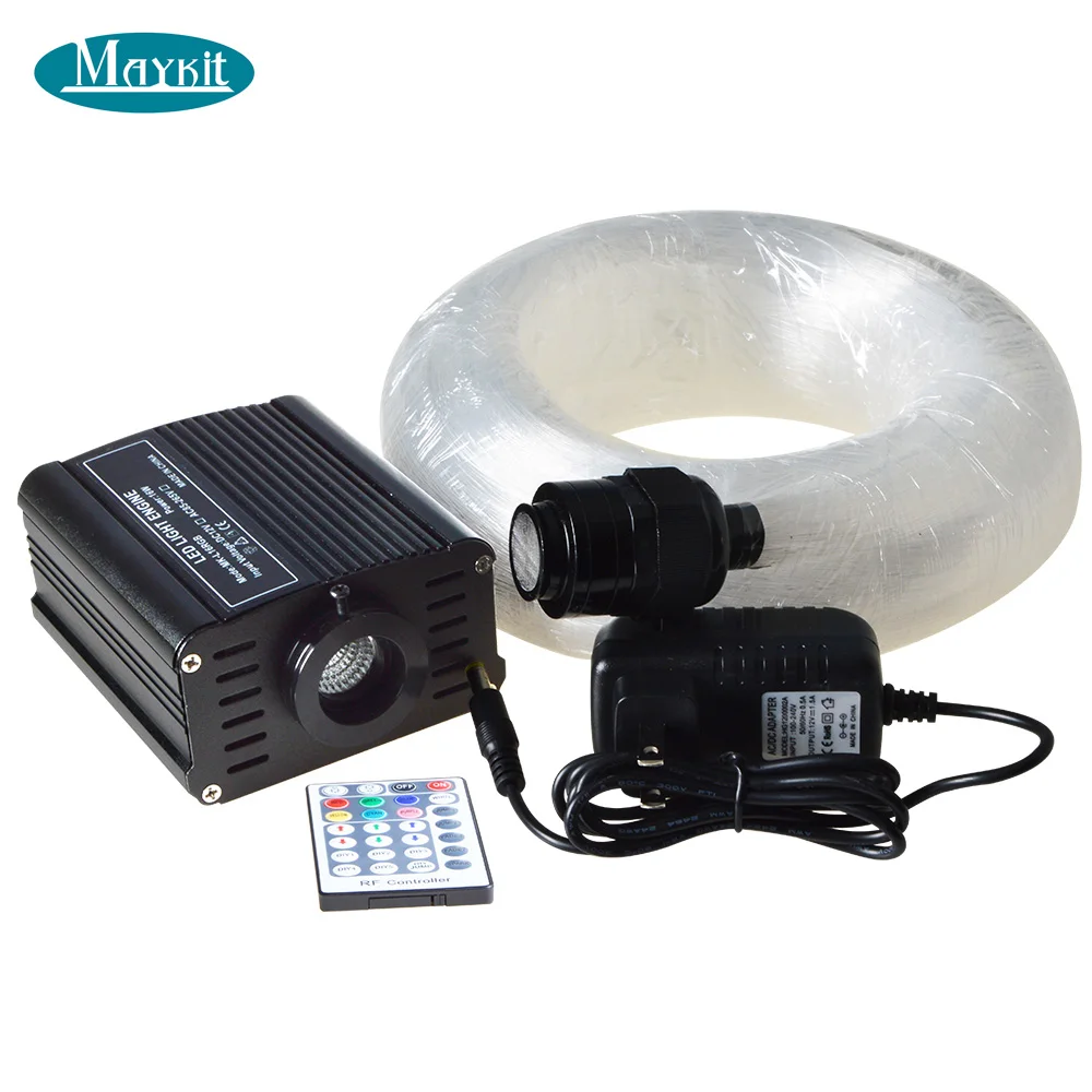 12V transformer Maykit волоконно-оптика для салона автомобиля 16 Вт Rgbw светодиодный светильник-излучатель 0,75 мм наклейка 200 точечный волоконно-оптический кабель для крыши седана - Испускаемый цвет: 12V transformer