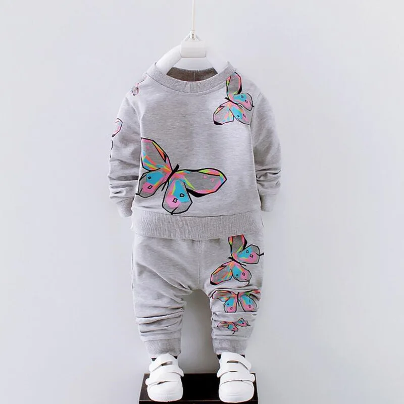 Детская весенне осенняя одежда с принтом в виде бабочек|autumn girl clothing set|girls clothinggirls