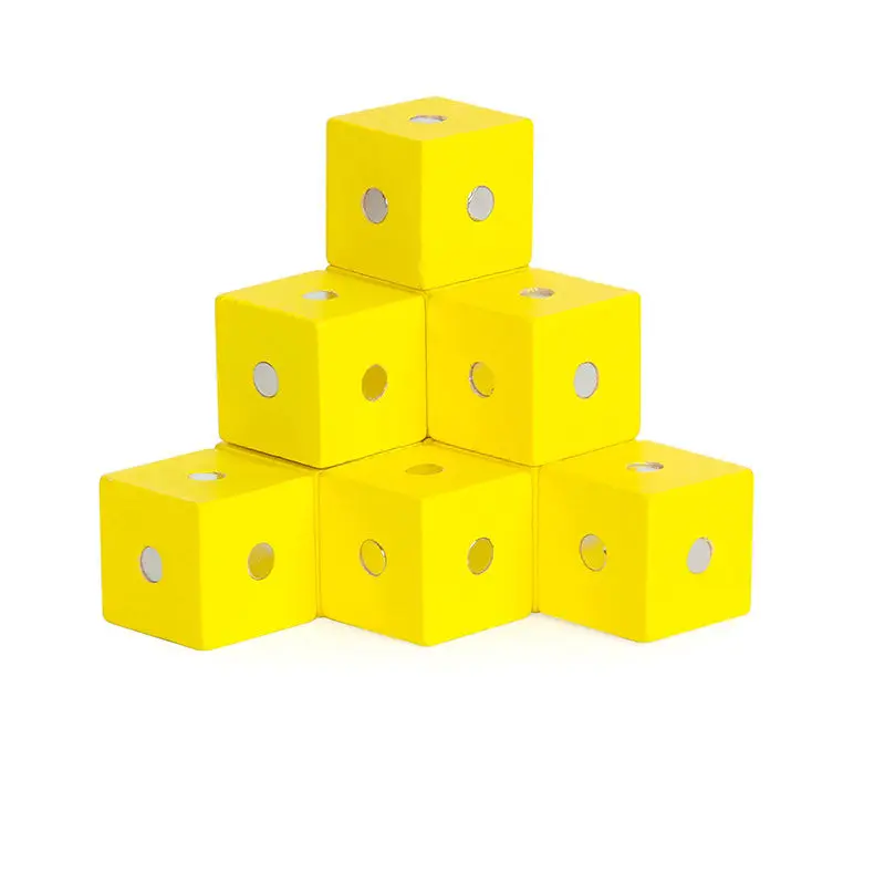 Yellow 10pcs Монтессори детские игрушки 2*2*2 см квадратный куб Радуга магнитные блоки деревянные игрушки для детей строительные сборочные блоки Развивающие - Цвет: Yellow 10pcs