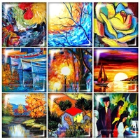 fb0314 oil paintings scenery flowers 10pcs mixed 12mm20mm25mm30mm square photo glass cabochon demo flat back making findings