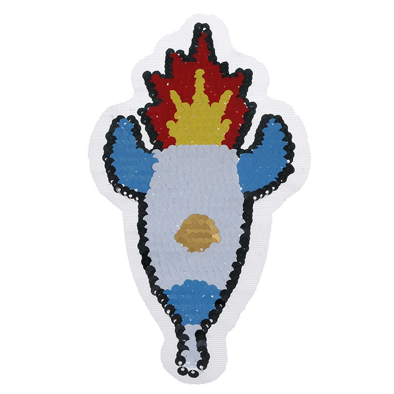 DIY Patch Applique Bag Clothing Coat Sweater 2020 NEW Cartoon rocket Reversible Change color Sequins Sew On Patches for clothes | Дом и сад