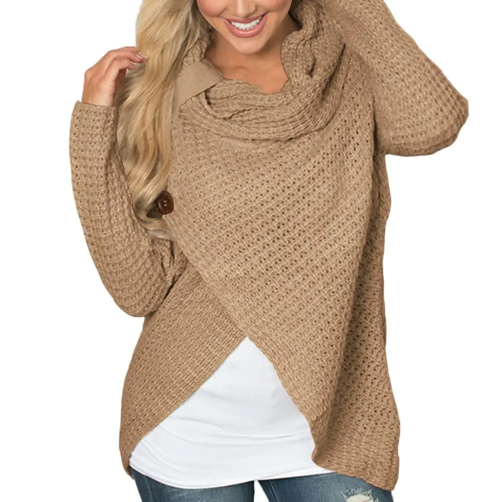 Новый осенне-зимний женский вязаный свитер с длинным рукавом Модный