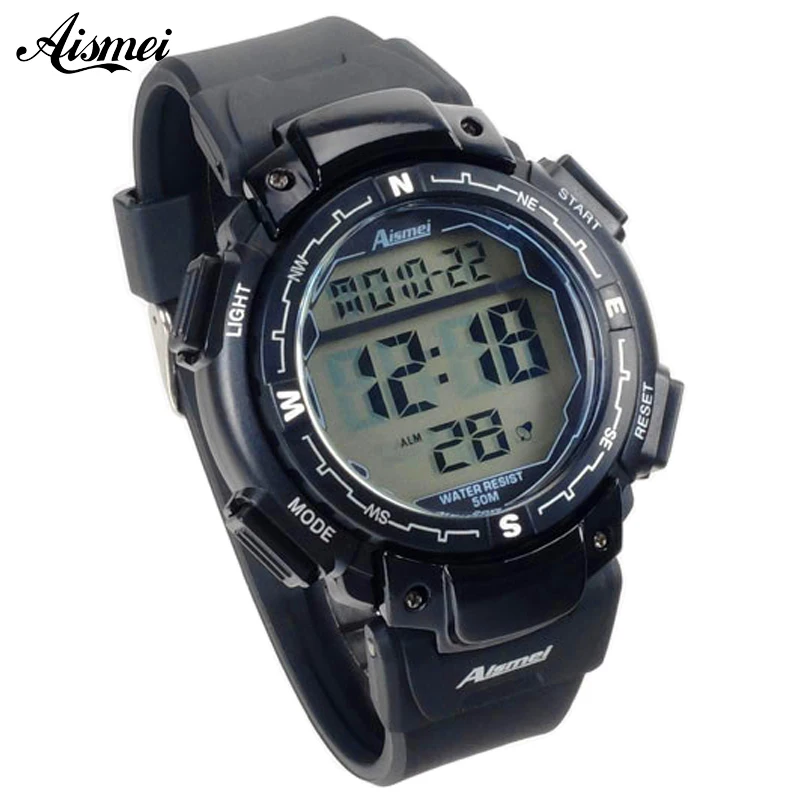 

Aismei Mens Military Watch relogio tag hour Mont Black Analog Display Leather Band Waterproof Diving 3ATM Sports Watches For Men