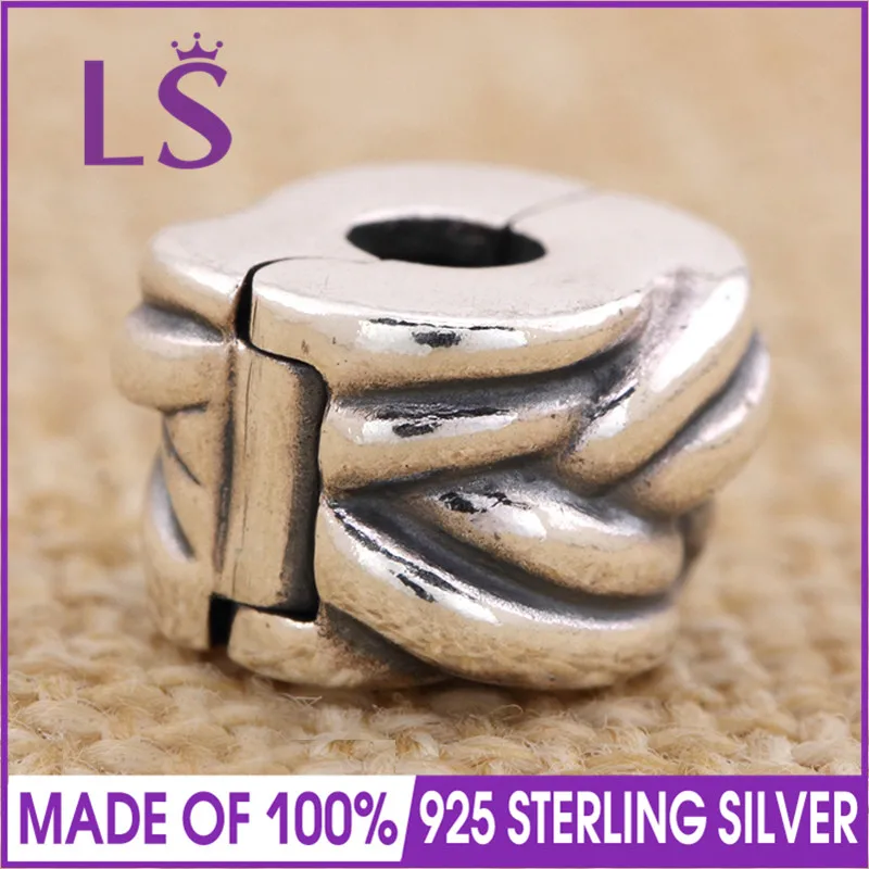 LS High Quality Genuine 925 Silver BRAIDED Clip Charm Beads Fit Original Bangles Berloques Para Pulseira.DIY Fine Jewelry.W | Украшения и