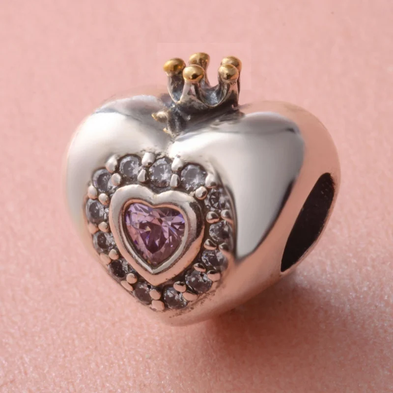 Sambaah Позолоченные Подвески в виде короны и сердца из серебра 925 пробы для