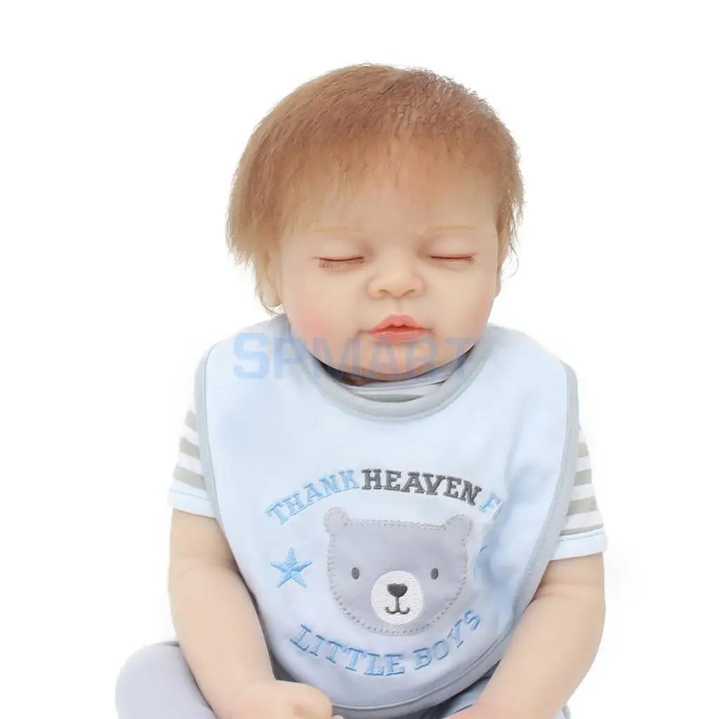 Настоящее прикосновение 22 дюймов Reborn Baby без секса кукла половина силикона Новорожденный ребенок кукла Дети Спящая игрушка сопроводительная игрушка