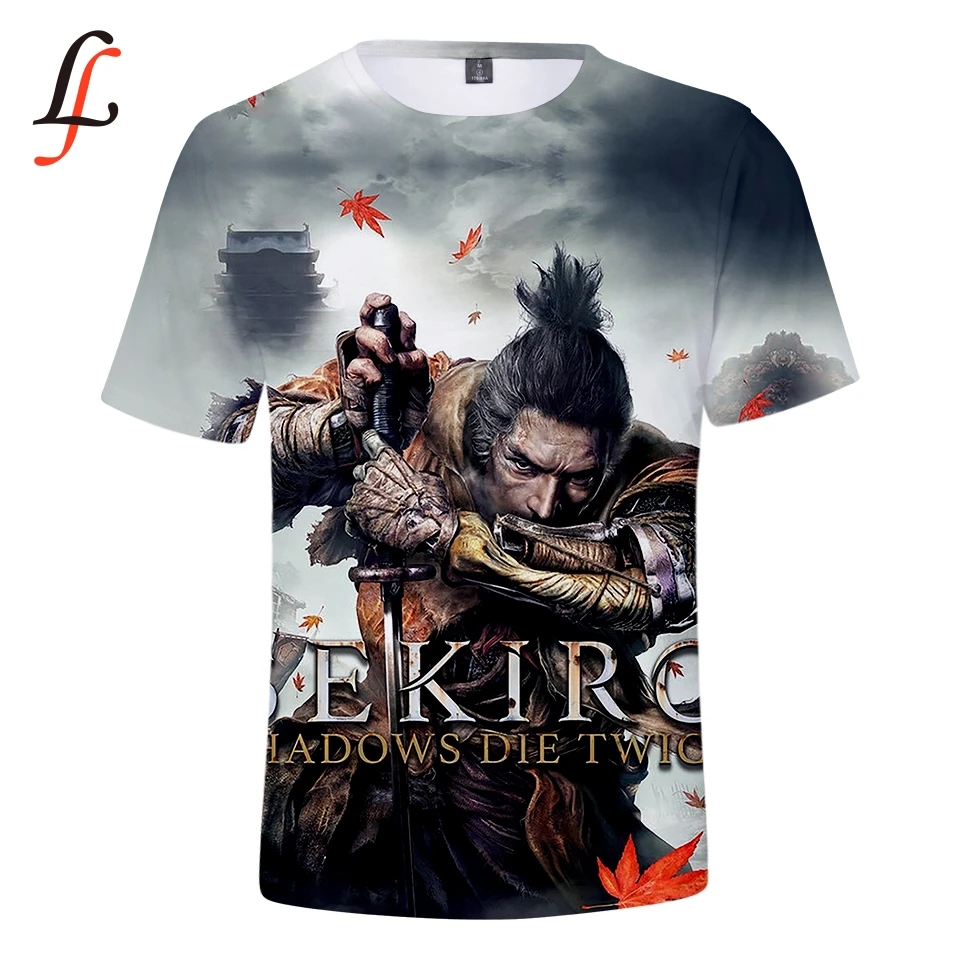 Футболка SEKIRO с принтом теней умирает дважды Повседневная рубашка круглым