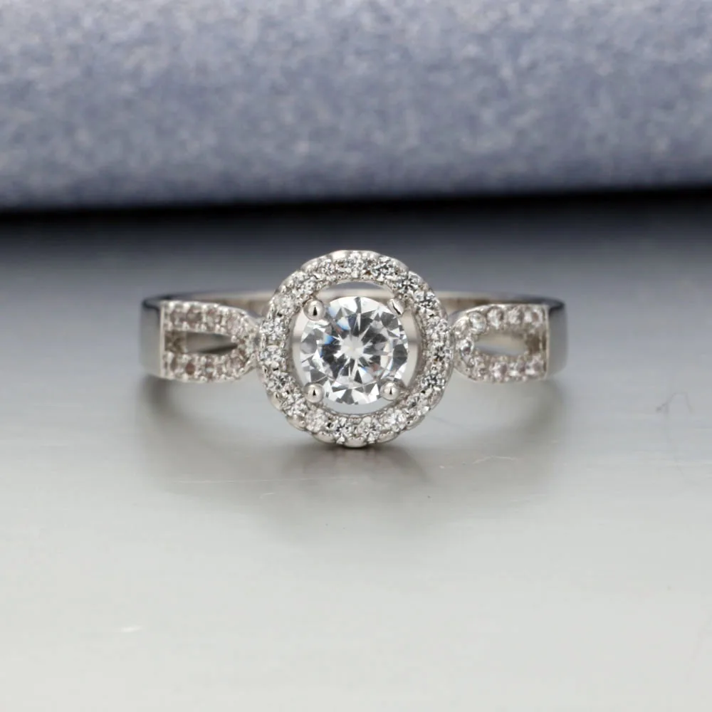 FINDYOU классическое модное свадебное кольцо сверкающее круглое с фианитом кольца