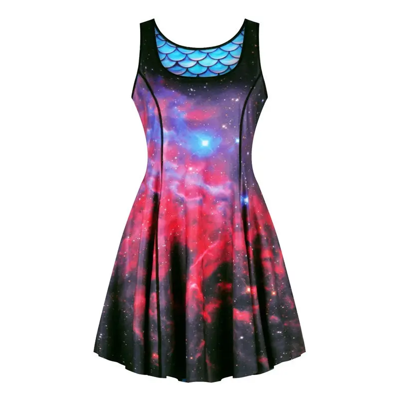 Модное летнее женское платье без рукавов космическая Галактика 3D принт