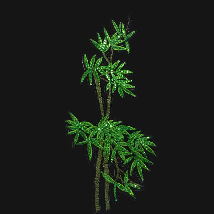 Зеленые Бамбуковые кружевные вышитые нашивки для шитья тканевые мотивы