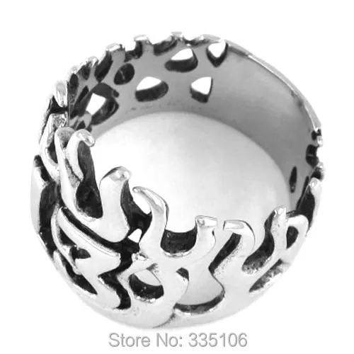 Мужское кольцо из нержавеющей стали с короной пламени в стиле панк SWR0149A |