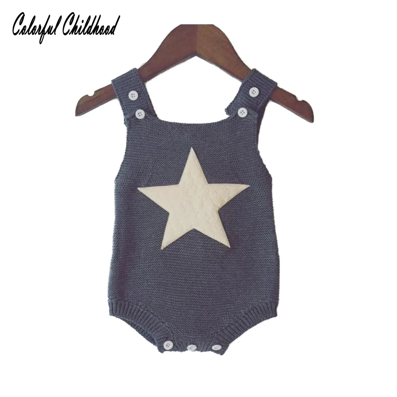 

Autumn Cute Princess Baby Romper Newborn Baby Clothes Kids Girls Boys Cute Star Heart Jumpsuit Infant Knitted Rompers for Spring