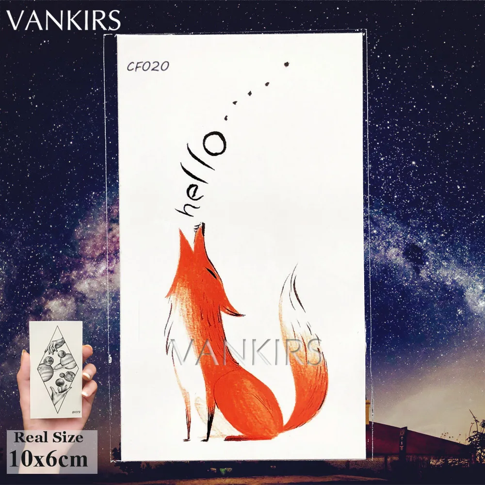 Милая мультяшная лиса белка Временные татуировки наклейки флеш тату на руку