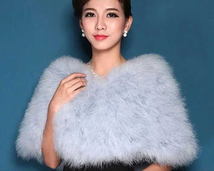 Light Blue IANLAN Повседневная однотонная шаль из страусиных перьев, шаль для женщин, свадебная шаль, дамские меховые шарфы из натурального меха индейки, шали IL00035 - Цвет: Light Blue