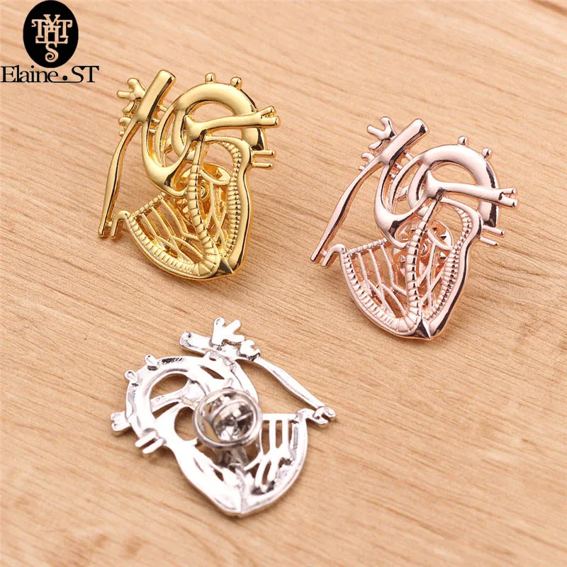 Позолоченные ювелирные изделия подарок новые брошь в форме сердца булавка