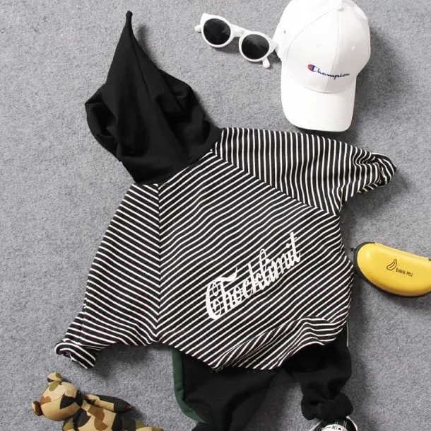 Только свитер 1 шт. искусственная кожа Новые свитера в полоску для мальчиков