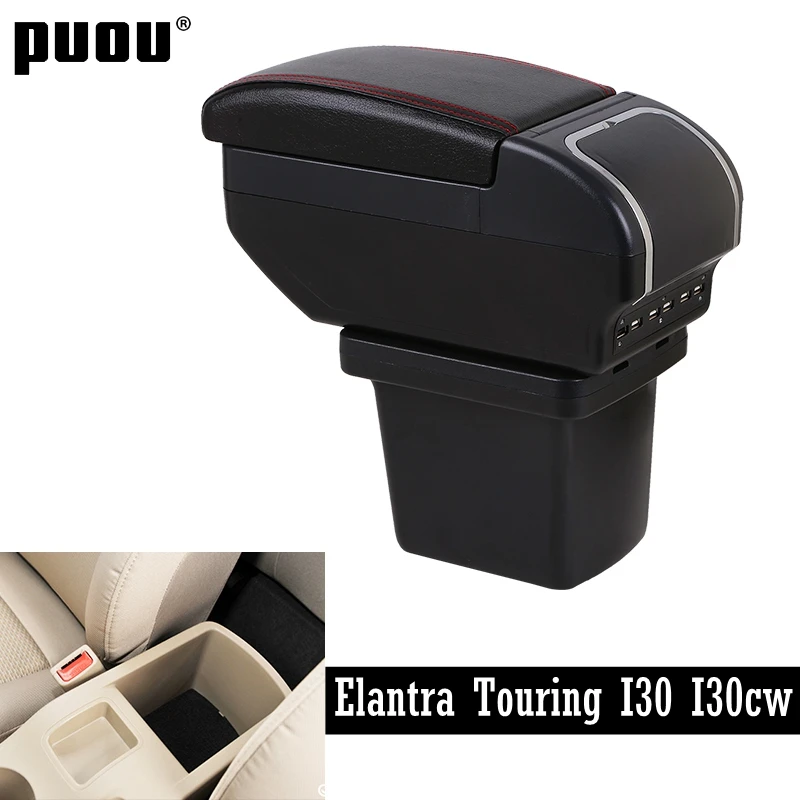 Подлокотник для hyundai Elantra Touring i30 i30cw 2007-2011 Двухслойный Кожаный центральный контейнер с подстаканником пепельница USB