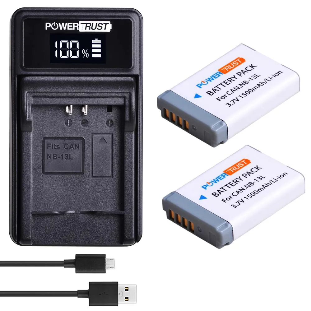 2Battery and Charger 2x1500 mAh NB-13L NB13L NB 13L батарея+ светодиодный USB зарядное устройство для Canon PowerShot G5X G7X G9X G7 X Mark II G9 X, SX620 SX720 SX730 HS - Цвет: 2Battery and Charger