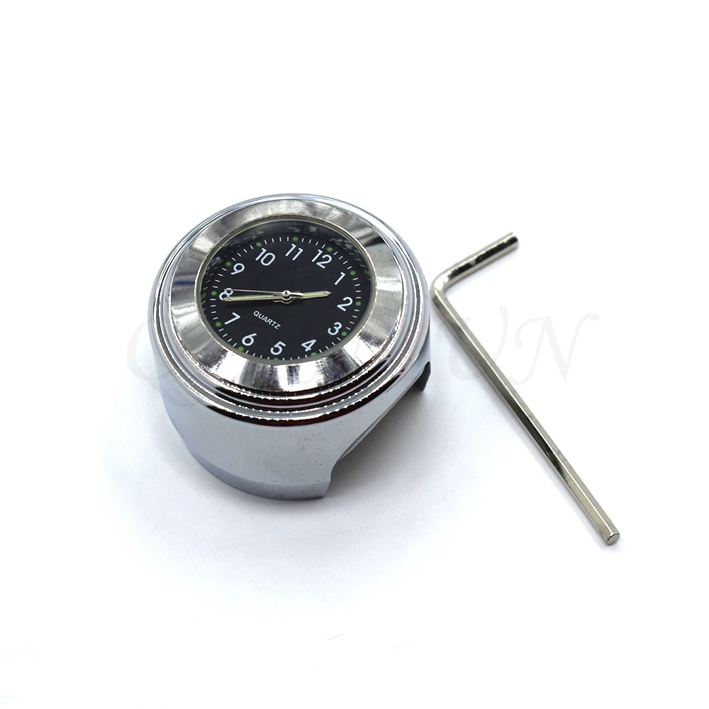 Регулируемые хромированные кварцевые часы для мотоцикла 7/8 дюйма с креплением на