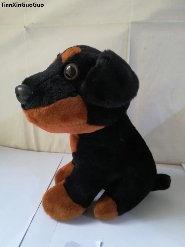 

black Rottweiler dog about 22cm plush toy squatting Rottweiler soft doll baby toy birthday gift s2009