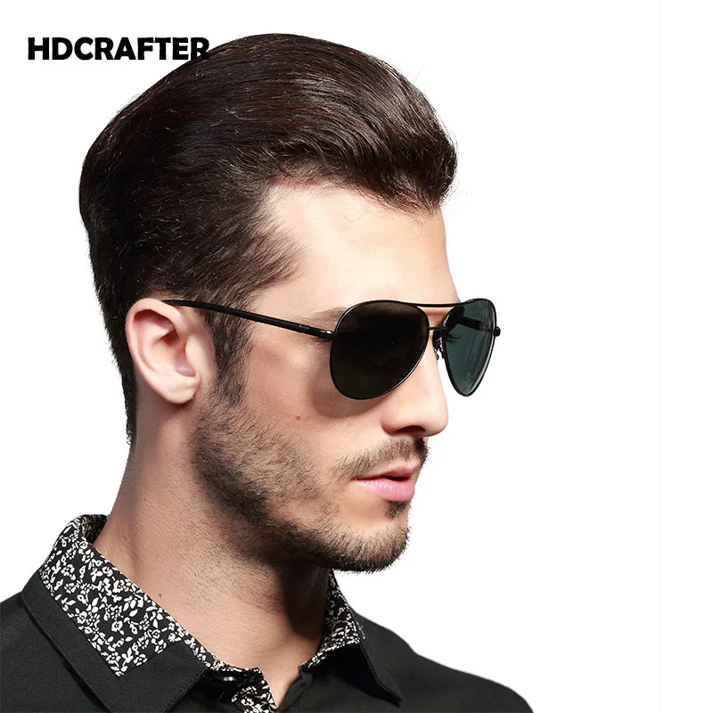 Мужские солнцезащитные очки HDCRAFTER поляризационные в металлической оправе из