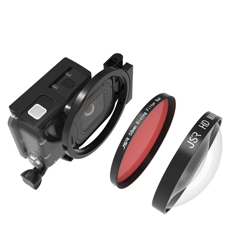 Для экшн-Камеры GoPro Hero 7 экшн Камера фильтр 24X макро объектива для дайвинга Красные кольцо-переходник для фильтра для экшн-камеры GoPro Hero 5/6/7, Водонепроницаемый Корпус