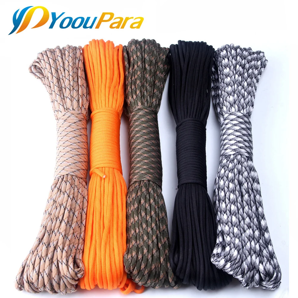 Палатка Paracord 550, 250 цветов, ветряная веревка типа III, 7 дюймов, 100 футов, 50 футов, парашютный шнур, Открытый походный набор для выживания, оптовая...