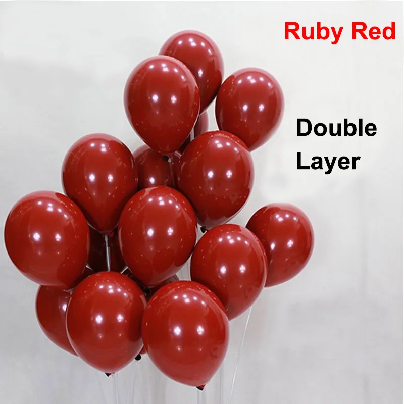 double layer RubyRed 10 шт. 10 дюймов двойной слой Руди красный бордовый латексные шары металлические надувные воздушные шары Свадьба День Рождения Вечеринка украшения - Цвет: double layer RubyRed