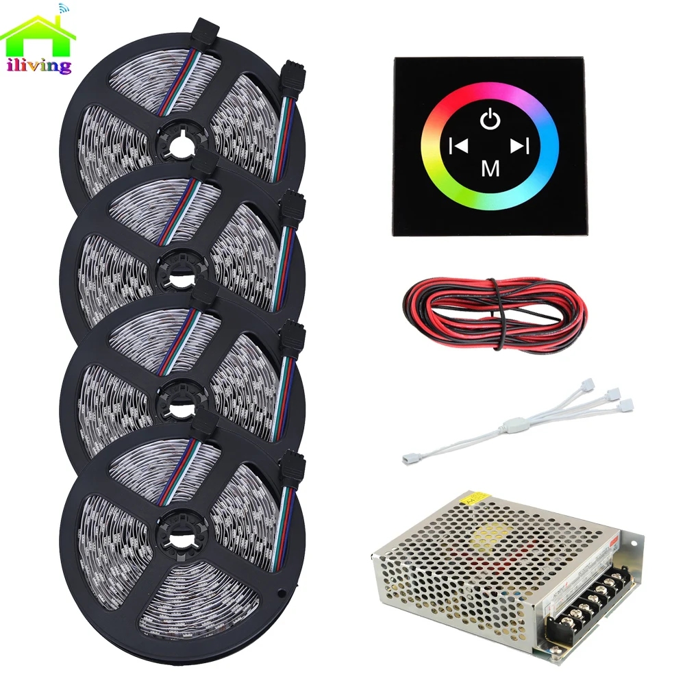 Водонепроницаемая светодиодная лента 20 м 15 5050 RGB IP20 12 В/24 В 86x86 сенсорный экран