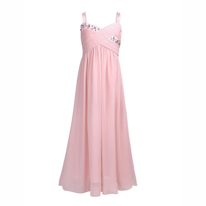 Pearl Pink Милые девушки блестящие стразы; нарядные туфли с декоративной застежкой детскому платью подружки невесты элегантные платья для девочки, держащей букет невесты, фатиновое Одежда на выход - Цвет: Pearl Pink