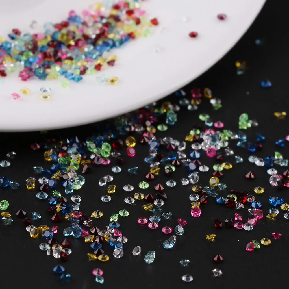 Смесь Цветной смолы 2880 шт. стразы с острым основанием 2/3/4 мм FSparkle Confetti свадебные и