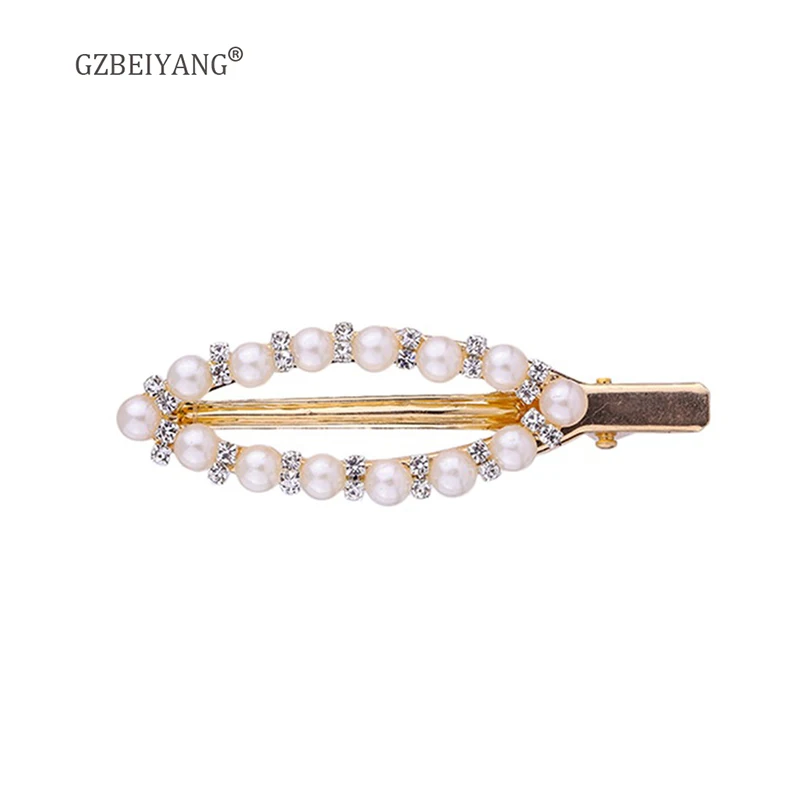 GZBEIAYNG новый милый жемчуг модный зажим для волос эллиптического сплава