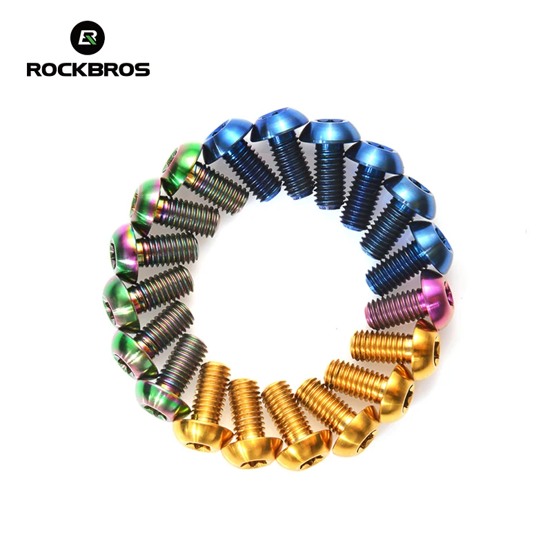 ROCKBROS M5* 10 мм велосипед из титанового сплава велосипедные Болты части болты для тормозов винты для дисков для горного велосипеда 5 цветов 6 штук