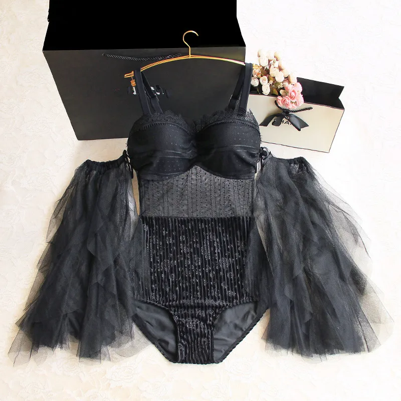 Купальник женский черный соединенный сексуальный с высокой талией|Комбинезоны| |