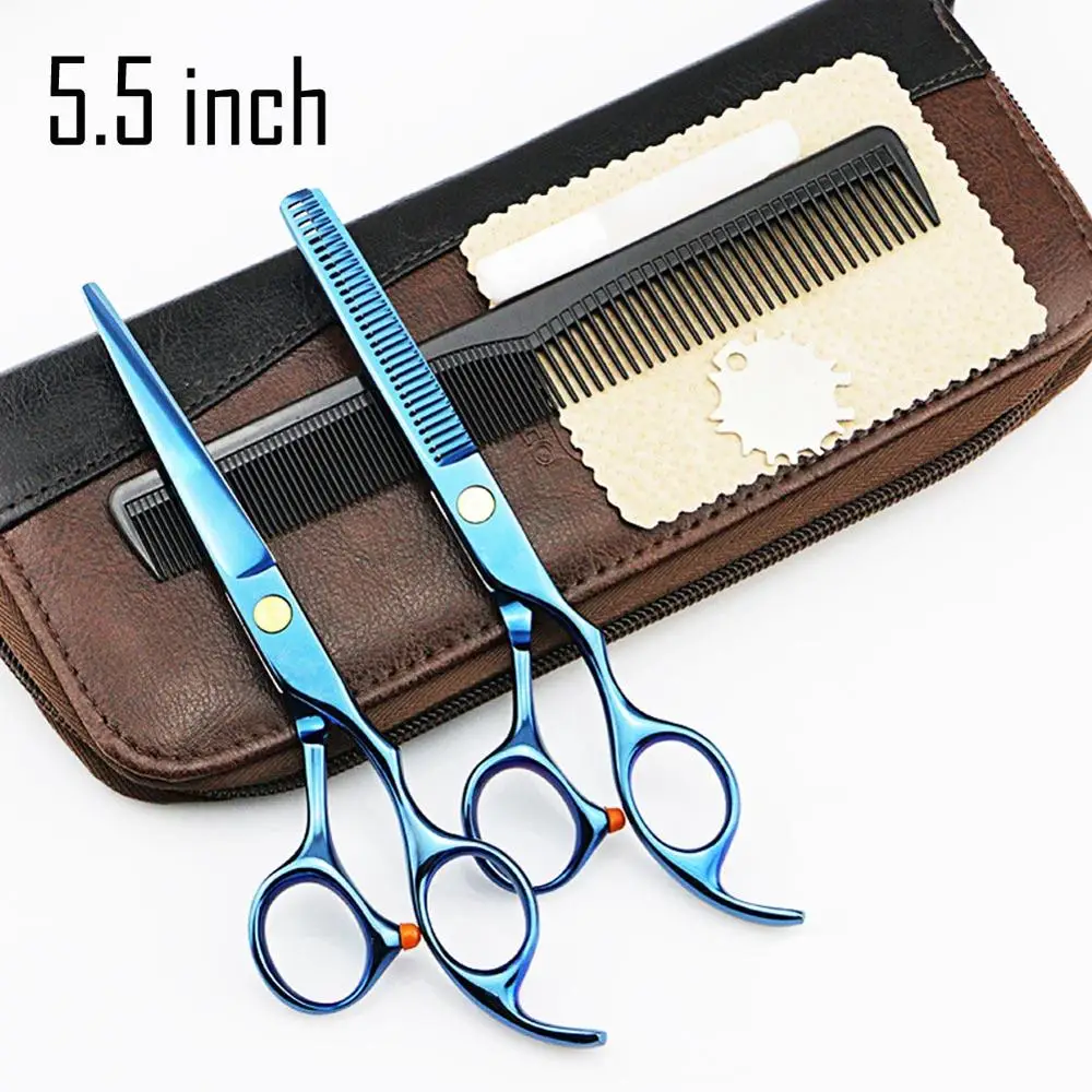 5.5inch 2 ножницы+ 1 сумка 5,5/6 дюймов Высокое качество Профессиональные Парикмахерские ножницы для стрижки волос Парикмахерские ножницы наборы Истончение Салон - Цвет: 5.5inch