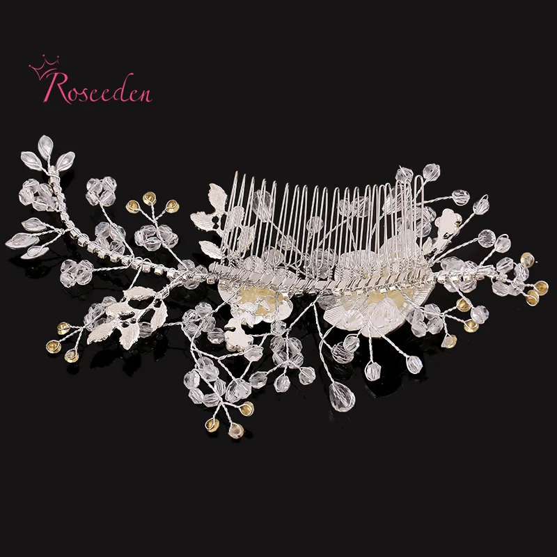 Bridal Handmade Elegant Rhinestone Pure White Rose Flowers Hairpiece Wedding Hair Pins Paillettev Design Comb RE275 | Украшения и