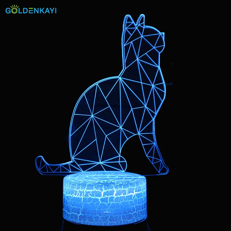 3D Cartoon Cat LED Originality USB Night Lights Atmosphere Visual Table Lamp Colorful LED Light Cartoon Decor Lamp Gift