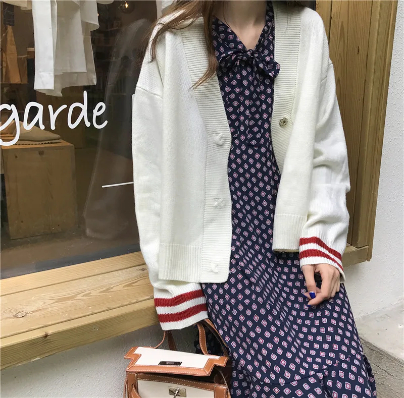 Eleindole модные женские туфли Кардиган Трикотаж с длинным рукавом свободные дамы