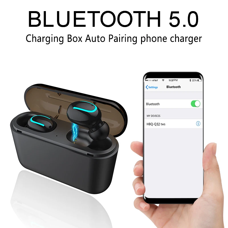

TWS-гарнитура с двумя ушками, беспроводные наушники HBQ Q32 Bluetooth 5,0, гарнитура с микрофоном, мини Bluetooth-вкладыши, беспроводные наушники