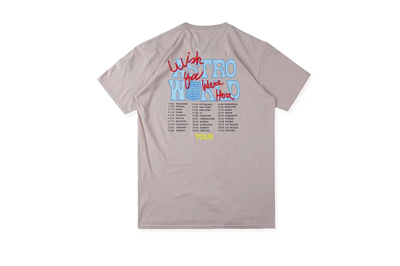 1 TRAVIS SCOTT ASTROWORLD Festival Pop Up Tour Short Sleeve T-Shirt Best Quality TRAVIS SCOTT ASTROWORLD Print T-Shirt Men's - Цвет: 1