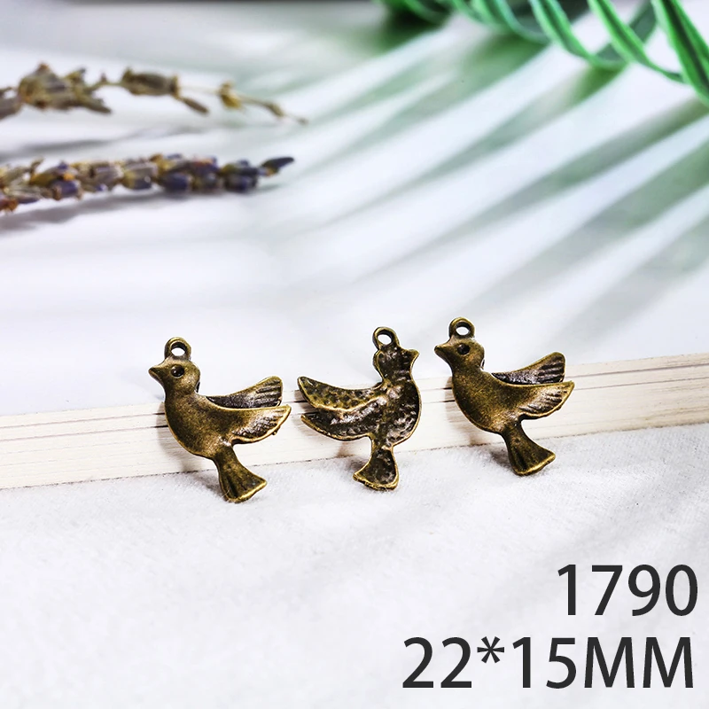 

22*15mm 15pcs Bird Alloy Pendant For Diy Jewelry Making 2 Colors Antique Silver Antique Bronze No.1790