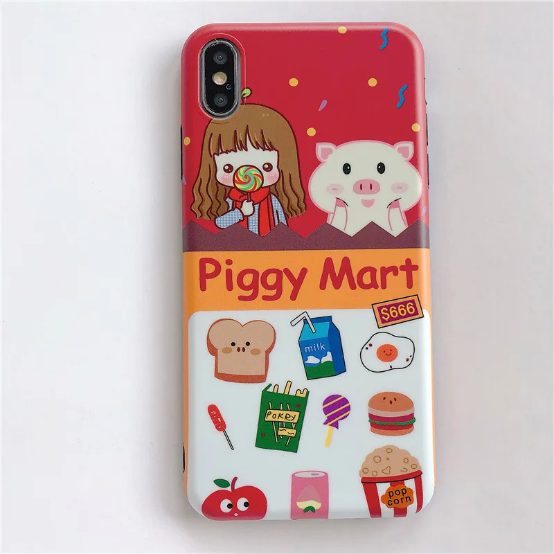 interesting Cartoon girls pig bazaar Phone Case for iphone X Xs Max XR 6 6S 8 7 Plus Soft Silicone Back Cover Coque Capa |