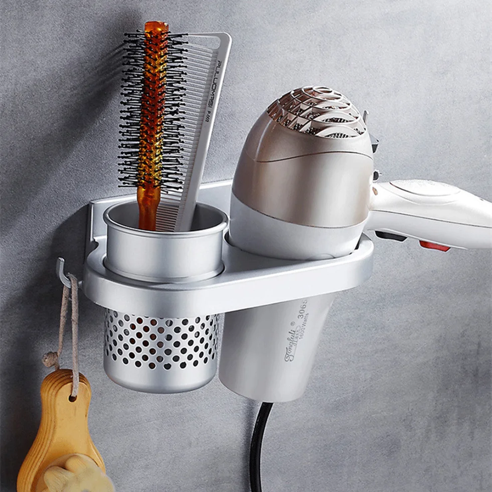 Многофункциональная настенная алюминиевая полка для сушки волос и ванной