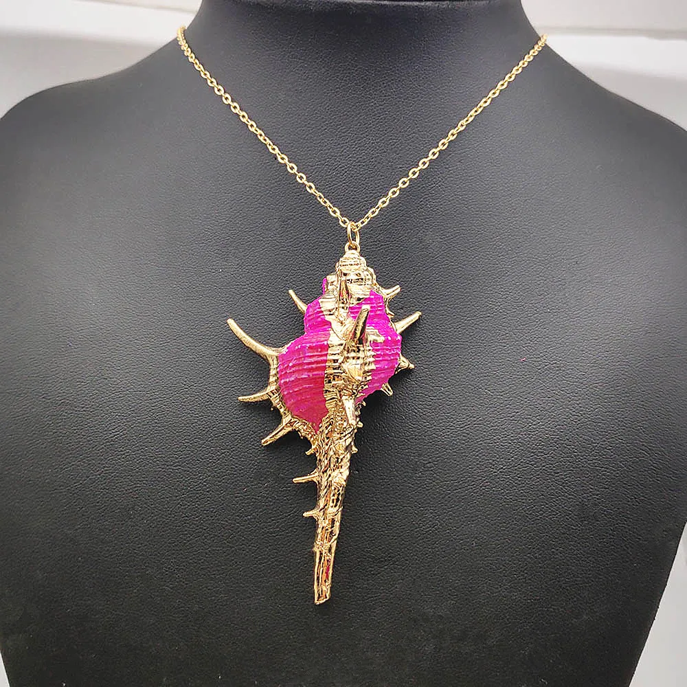 Пляжный отдых стиль ракушка подвесное ожерелье в богемном стиле золотая цепочка