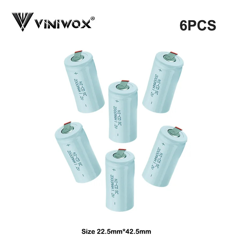 Настоящий 1.2В SC 2000mAh Ni CD перезаряжаемый аккумулятор батарея подc для 6 в 7 2 9 12 В 14 4 18
