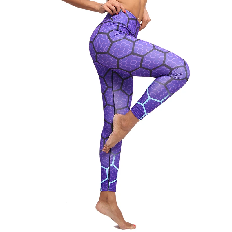 CHRLEISURE для женщин Фитнес Леггинсы Activewear с высокой талией вафельная ткань цифровая